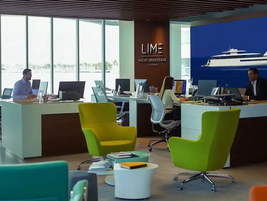 the office of yacht broker marketing and expertise agency LIME yachts in fort lauderdale florida
