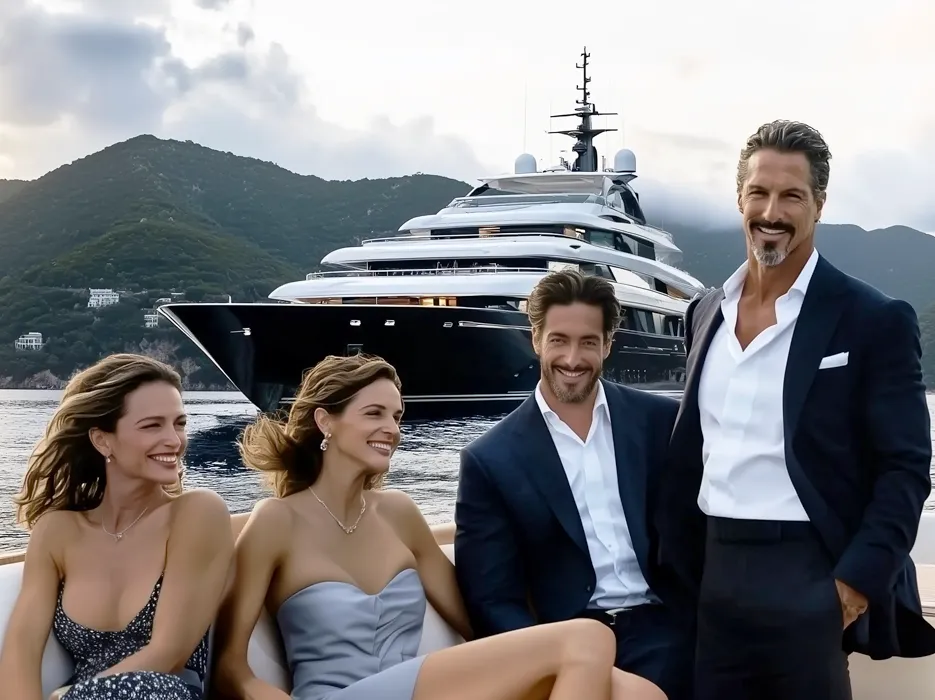 guests dressed in black tie attire depicting luxury yacht marketing events and boat shows for yacht sales and charter