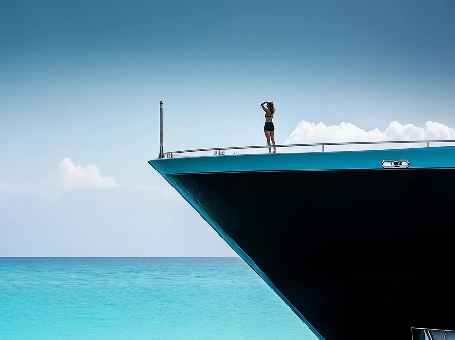 yacht data sales reports and analysis presentation with a woman on the cover