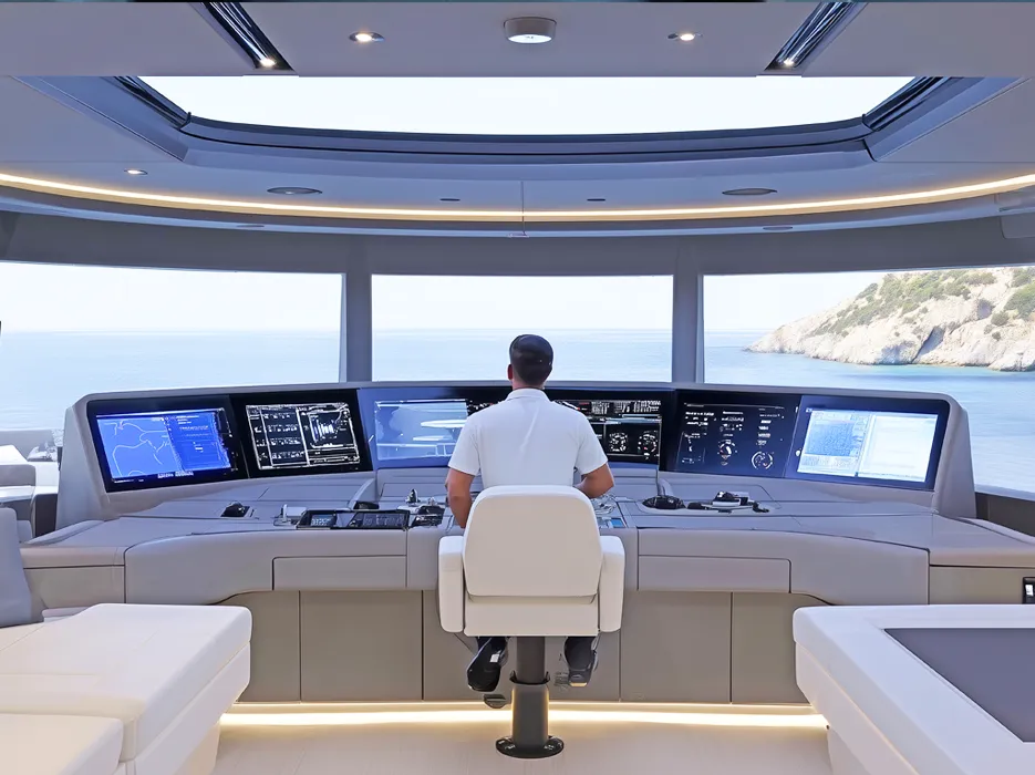 Captain operating a yacht while working with superyacht brokers