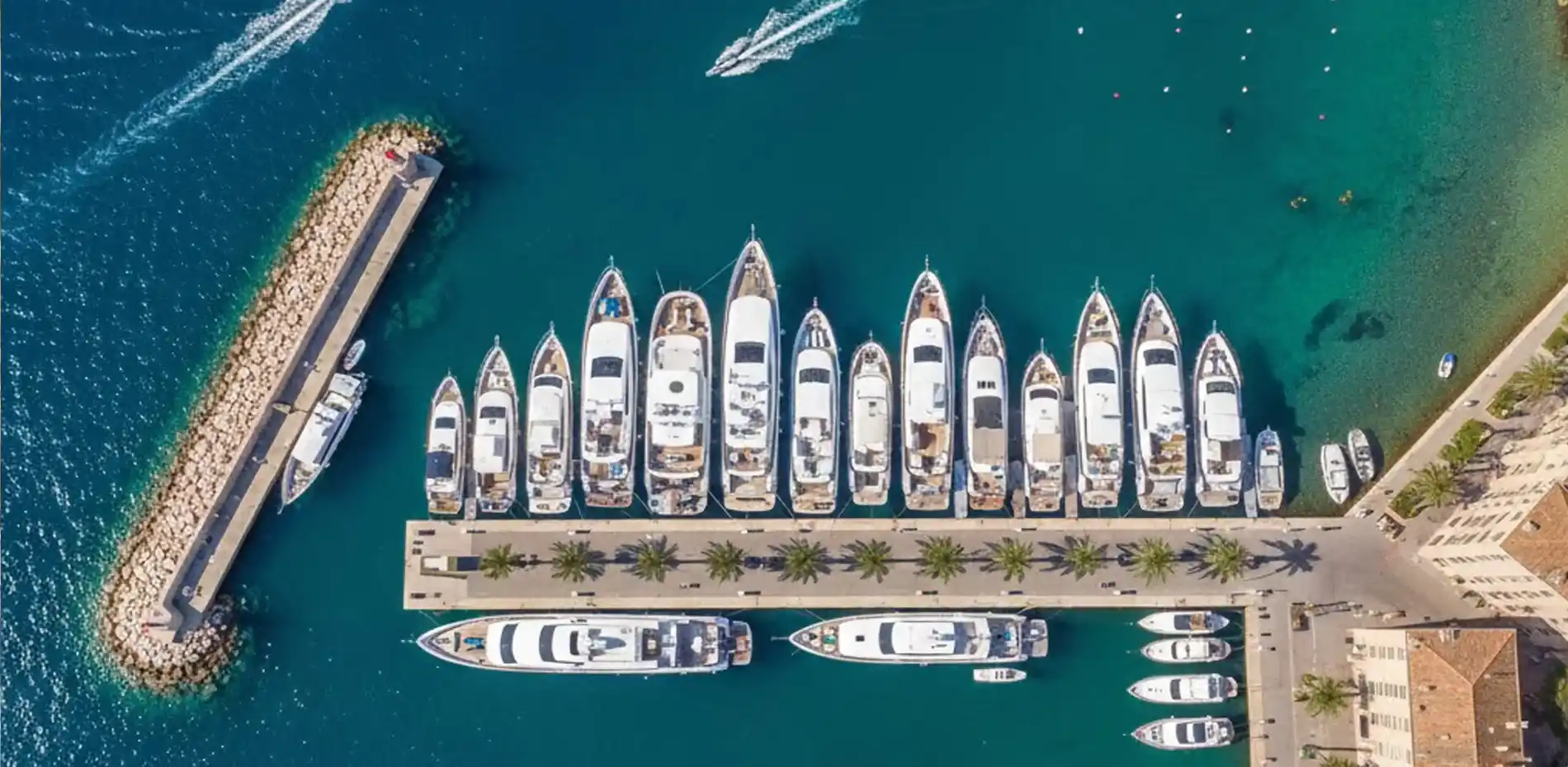 130 ft yachts for sale in Miami with more 130 ft yachts for charter in the background. Photos, plans, price and specifications