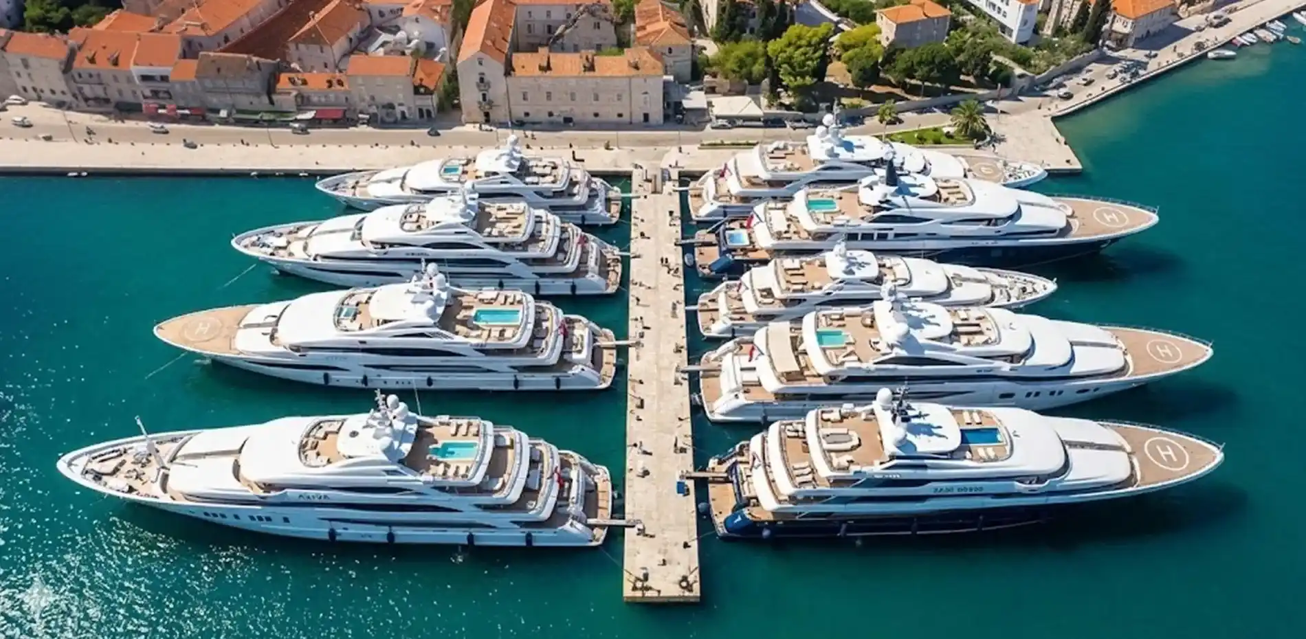 (75m) 250 ft yachts for sale in Miami with more 250 ft yachts for charter in the background. Photos, plans, price and specifications