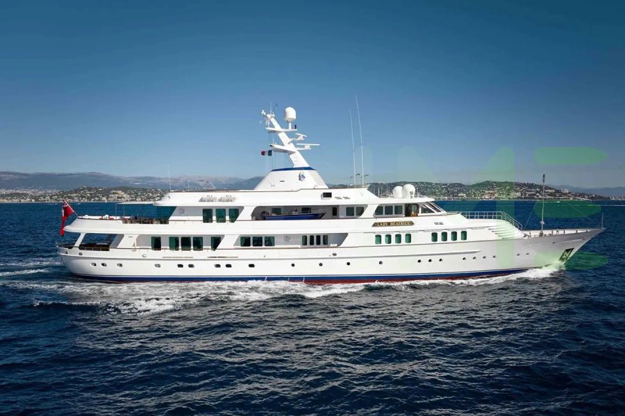 White Lady Beatrice yacht for sale and price, showing the details and features of the interior and exterior available for purchase from LIME Yachts and Brokerage located in Fort Lauderdale Florida.
