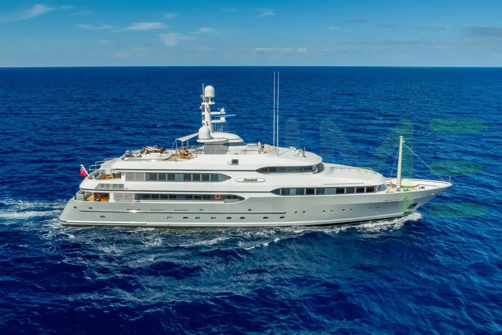 White Amanti yacht for sale and price, showing the details and features of the interior and exterior available for purchase from LIME Yachts and Brokerage located in Fort Lauderdale Florida.