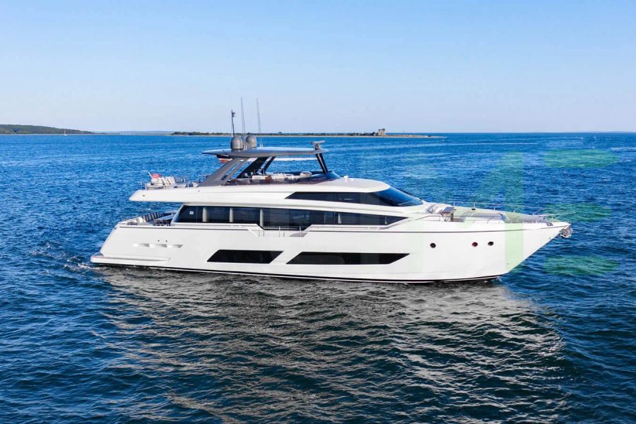 White Isla Marie yacht - 85' (26m) Ferretti offered by LIME Yachts and Brokerage of Ft Lauderdale, Florida.