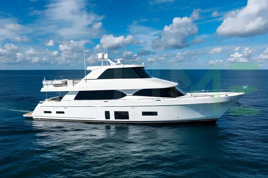 White GG yacht for sale and price, showing the details and features of the interior and exterior available for purchase from LIME Yachts and Brokerage located in Fort Lauderdale Florida.
