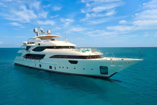Lady MRD yacht, a 137 ft Benetti luxury superyacht underway, 41.94 meters, built in 2015.