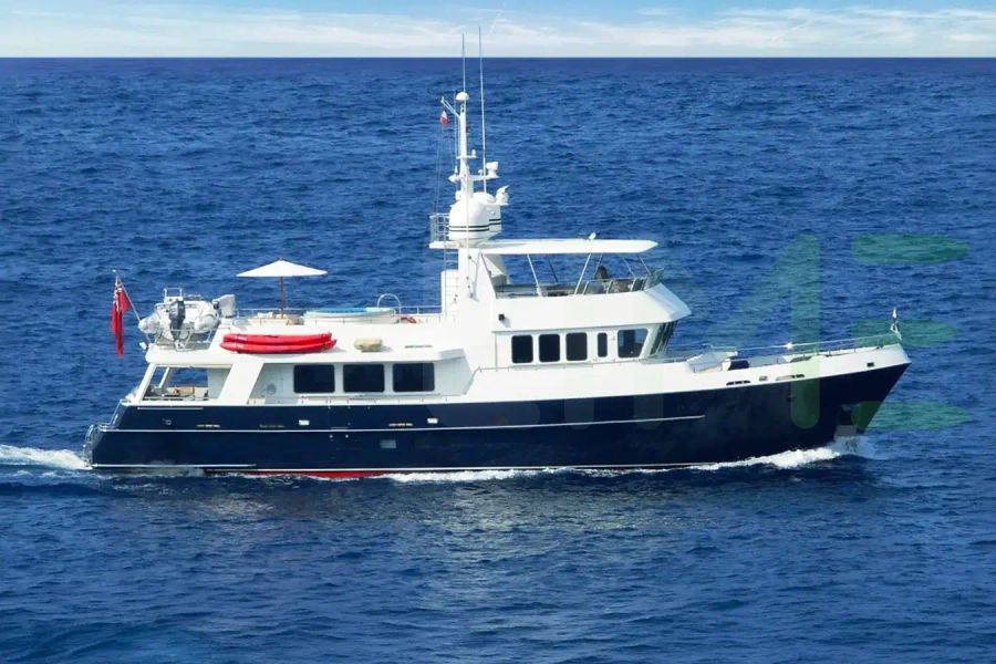 White Slow Poke yacht for sale and price, showing the details and features of the interior and exterior available for purchase from LIME Yachts and Brokerage located in Fort Lauderdale Florida.