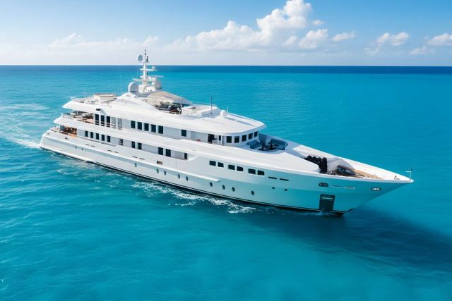 Oceanos yacht, a 162 ft Mondomarine luxury superyacht underway, 49.43 meters, built in 2006, 2022.