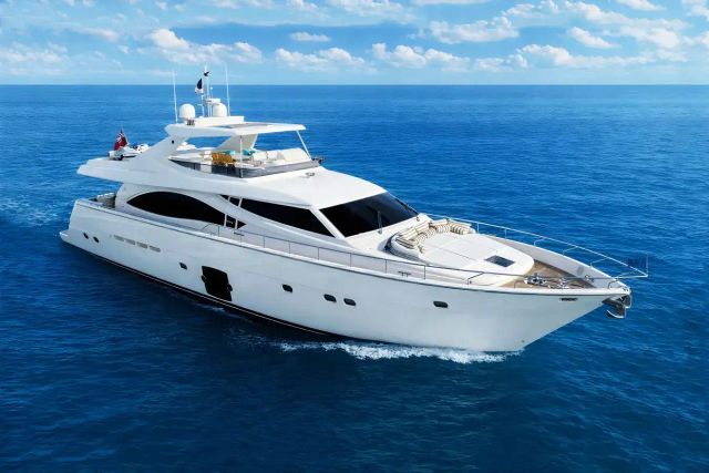 Onyx 83 ft yacht (25m) Ferretti for charter/rental. Cost, plans, interior. One of twelve best luxury yachts.