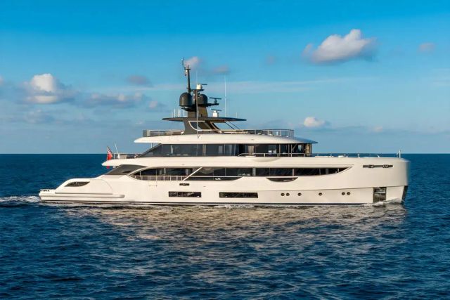Alpha Waves yacht, a 135 ft Benetti luxury superyacht underway, 41.14 meters, built in 2023.