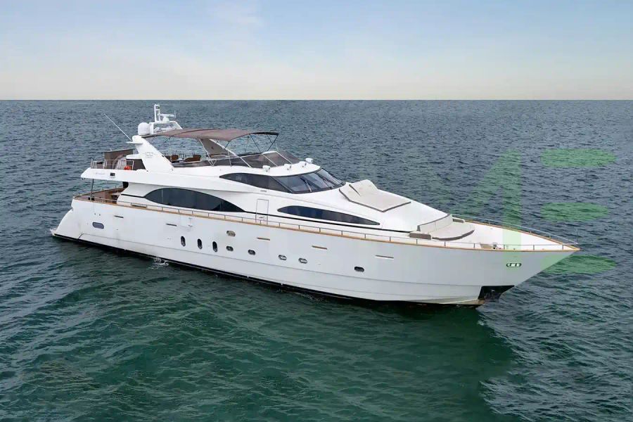White Daniela yacht for sale and price, showing the details and features of the interior and exterior available for purchase from LIME Yachts and Brokerage located in Fort Lauderdale Florida.