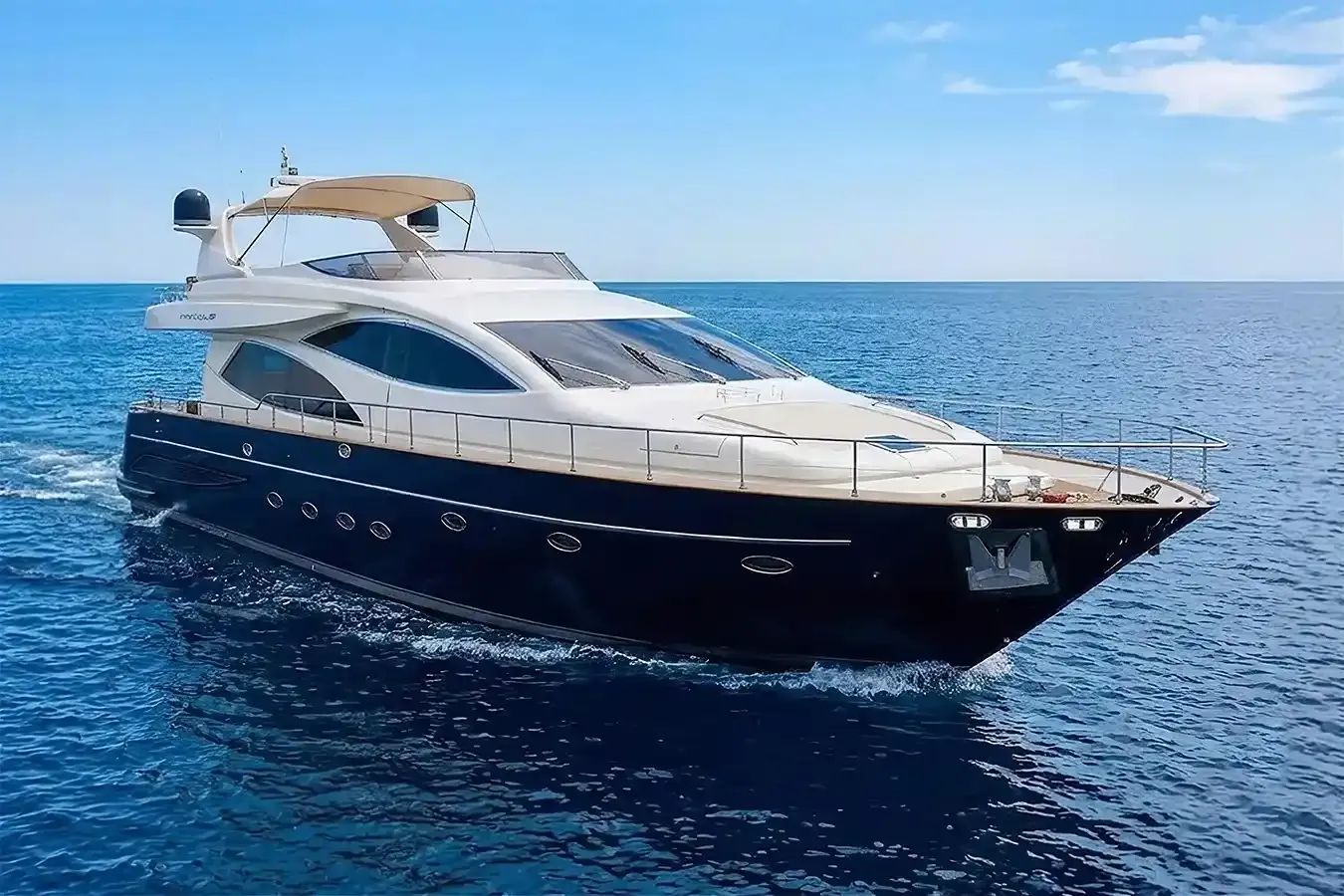 888 yacht, a 85 ft Riva luxury superyacht underway, 26.02 meters, built in 2006.