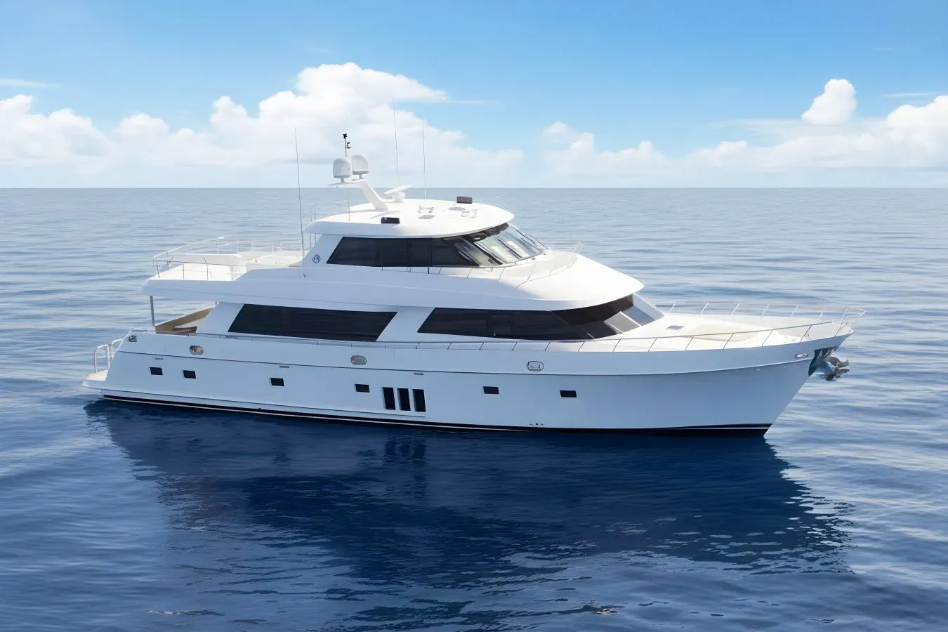 Aboat Time yacht, a 90 ft Ocean Alexander luxury superyacht underway, 27.43 meters, built in 2012.