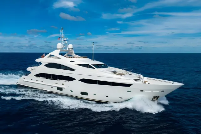 About Time yacht, a 131 ft Sunseeker luxury superyacht underway, 40.05 meters, built in 2010, 2025.
