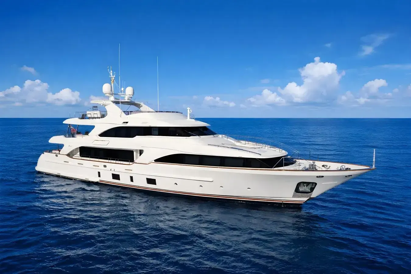 Abvios yacht, a 121 ft Benetti luxury superyacht underway, 36.9 meters, built in 2012.