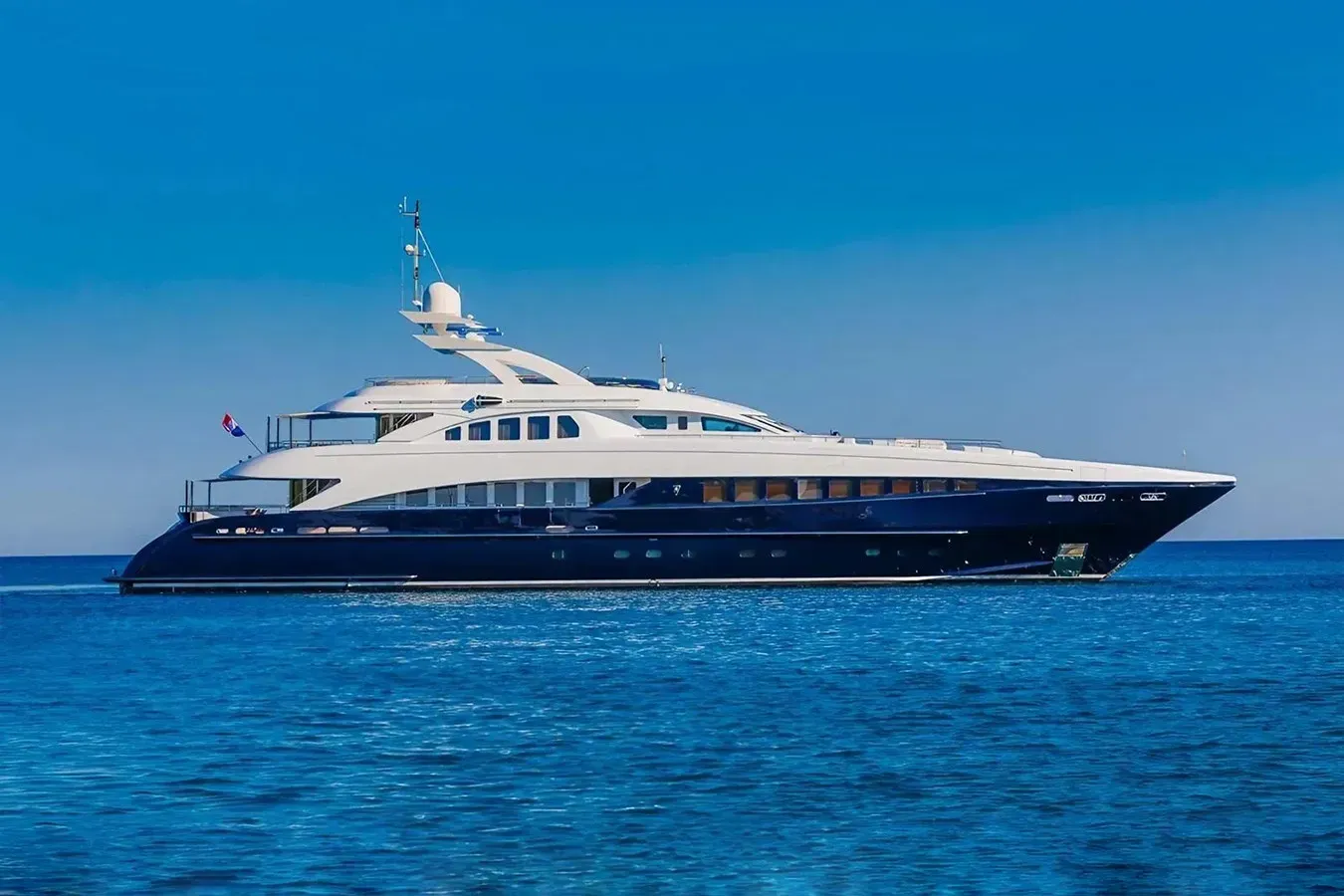 Agram yacht, a 144 ft Heesen luxury superyacht underway, 44.17 meters, built in 2008, 2024.