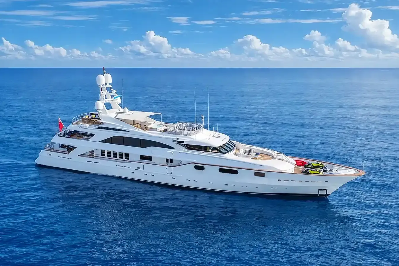 Air yacht, a 163 ft Benetti Yachts luxury superyacht underway, 49.68 meters, built in 1998, 2013.