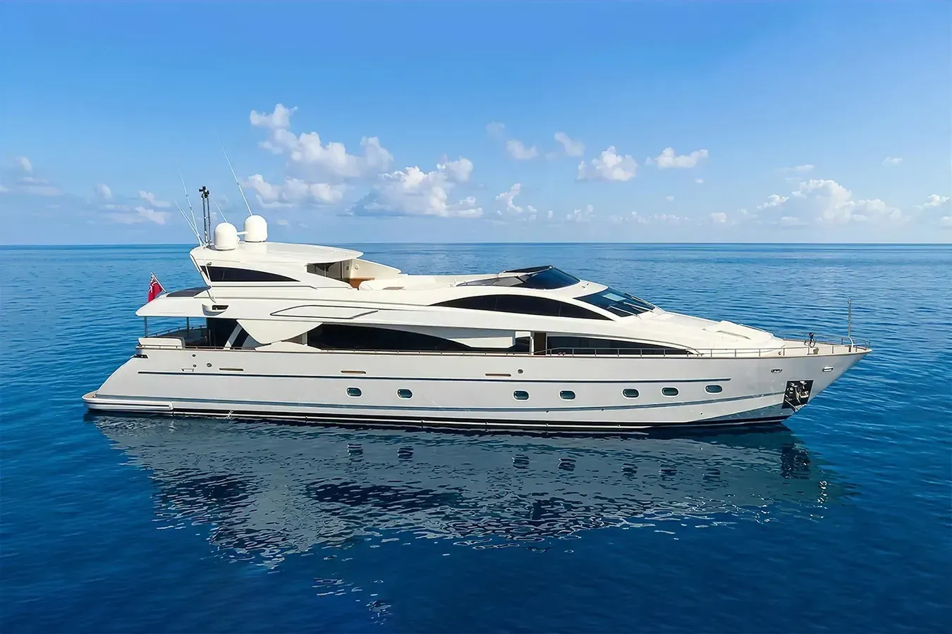 Al Mirqab II yacht, a 116 ft Riva luxury superyacht underway, 35.5 meters, built in 2007.