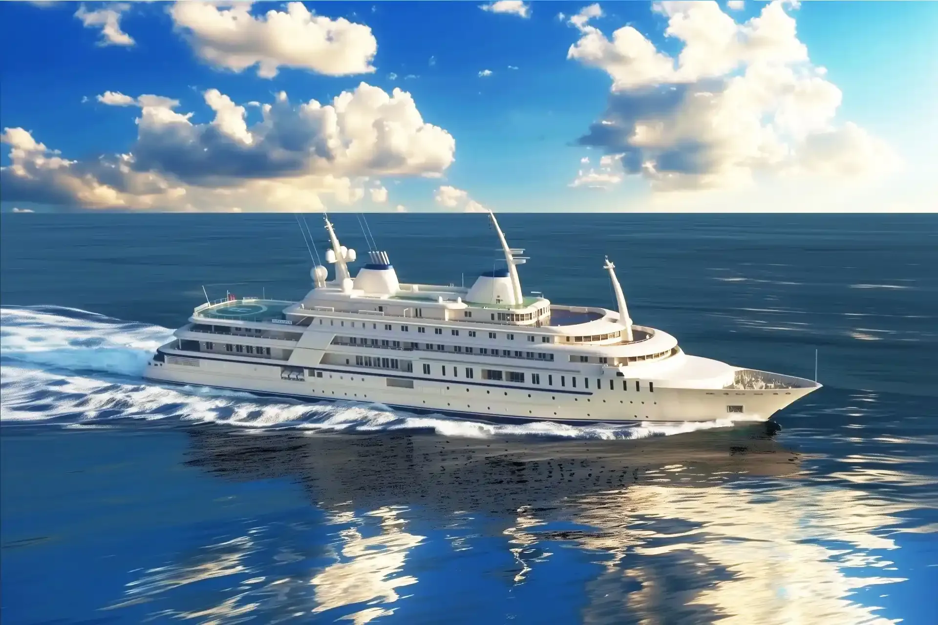 Al Said yacht, a 508 ft Lürssen luxury superyacht underway, 155 meters, built in 2008.