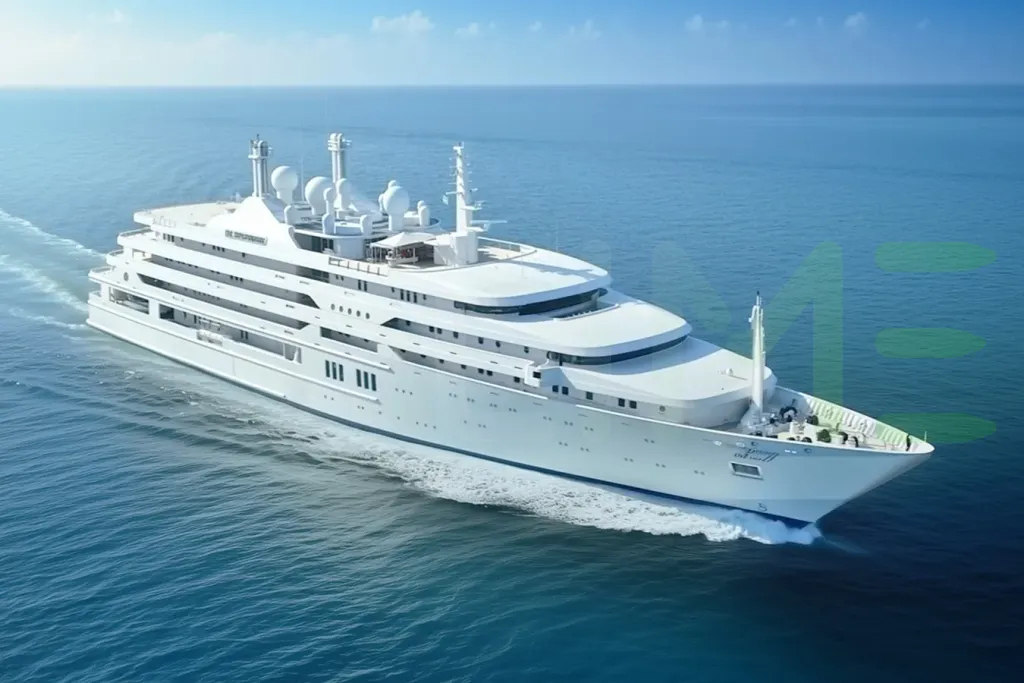 White Al Salamah yacht for sale and price, showing the details and features of the interior and exterior available for purchase from LIME Yachts and Brokerage located in Fort Lauderdale Florida.