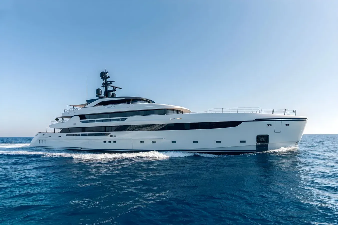Alchemist yacht, a 203 ft Sanlorenzo luxury superyacht underway, 62 meters, built in 2022.