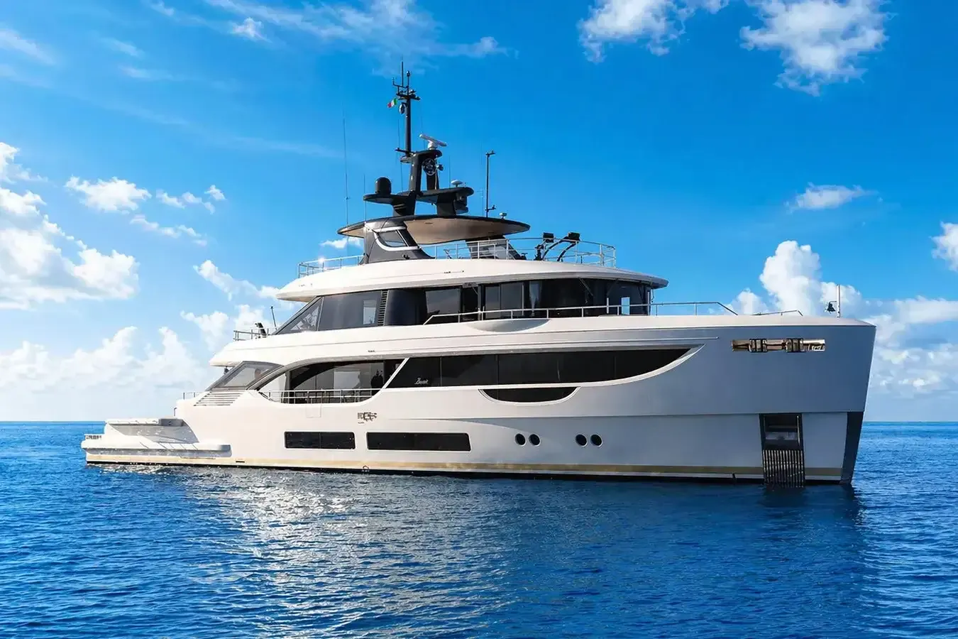 Alesta yacht, a 112 ft Benetti Yachts luxury superyacht underway, 34.36 meters, built in 2025.