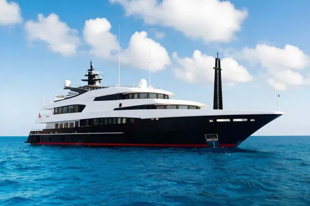 Alfa G yacht, a 196 ft Oceanco luxury superyacht underway, 60 meters, built in 2004, 2024.