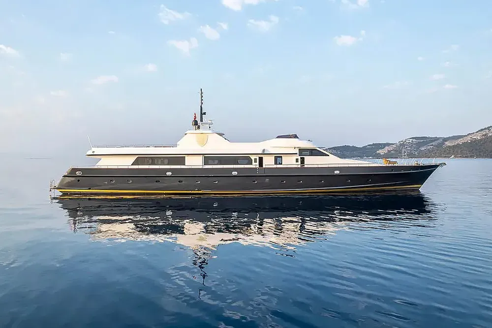 Alkonost yacht, a 147 ft Lürssen luxury superyacht underway, 44.8 meters, built in 1963, 2022.
