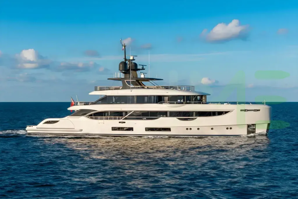 White Alpha Waves yacht for sale and price, showing the details and features of the interior and exterior available for purchase from LIME Yachts and Brokerage located in Fort Lauderdale Florida.