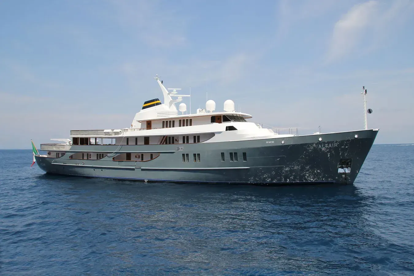 Altair III yacht, a 193 ft Amels luxury superyacht underway, 59 meters, built in 1974, 2007.
