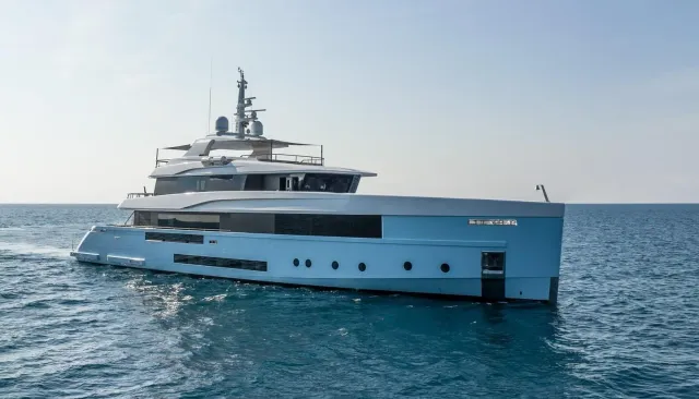 Althea yacht, a 155 ft Admiral luxury superyacht underway, 47.5 meters, built in 2020, 2025.