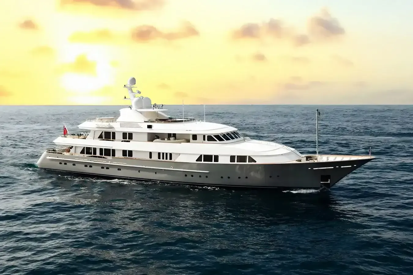 Ambition yacht, a 185 ft Feadship luxury superyacht underway, 56.5 meters, built in 2001, 2017.