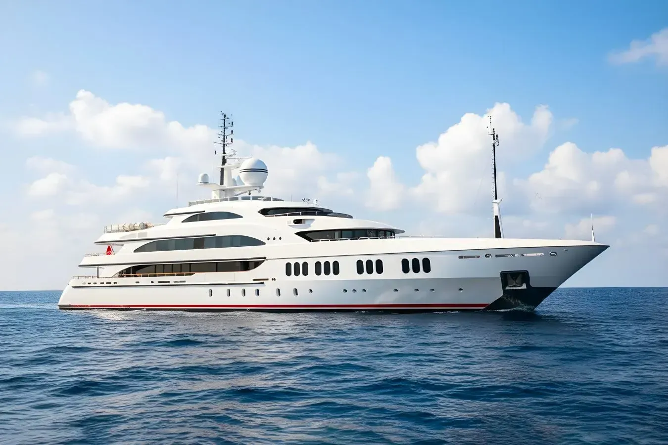 Amer yacht, a 212 ft Benetti luxury superyacht underway, 64.8 meters, built in 2006, 2017.