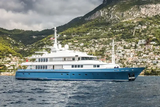 Amore Mio 2 yacht, a 170 ft Abeking - A&R luxury superyacht underway, 52 meters, built in 1997, 2014.