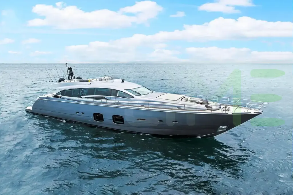 White Andiamo II yacht for sale and price, showing the details and features of the interior and exterior available for purchase from LIME Yachts and Brokerage located in Fort Lauderdale Florida.