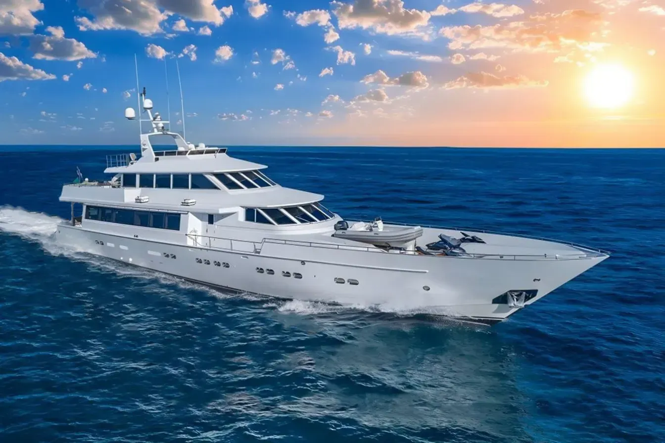 Andiamo yacht, a 122 ft Azimut luxury superyacht underway, 37.19 meters, built in 1983, 2009.