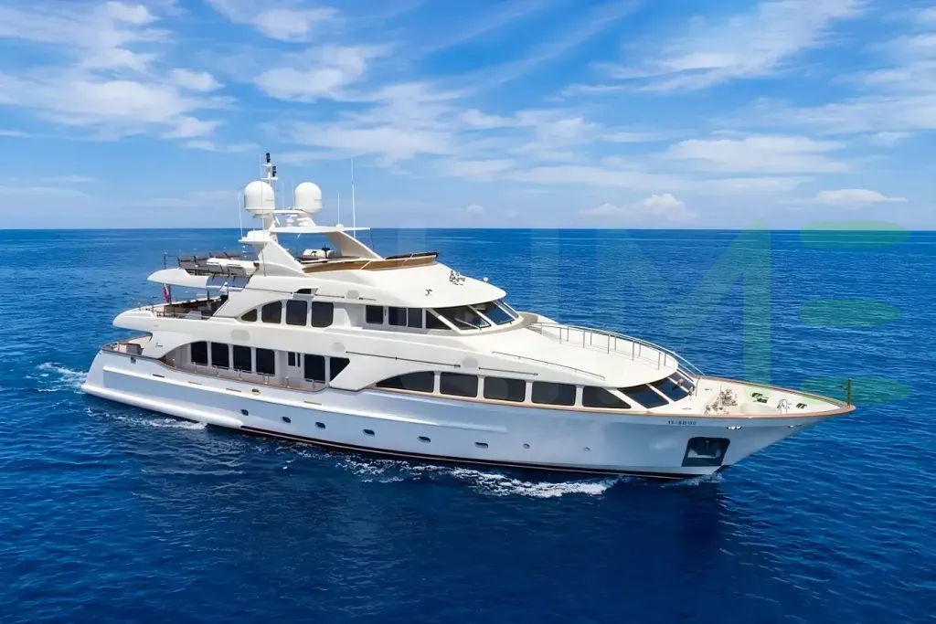 White Andiamo yacht for sale and price, showing the details and features of the interior and exterior available for purchase from LIME Yachts and Brokerage located in Fort Lauderdale Florida.