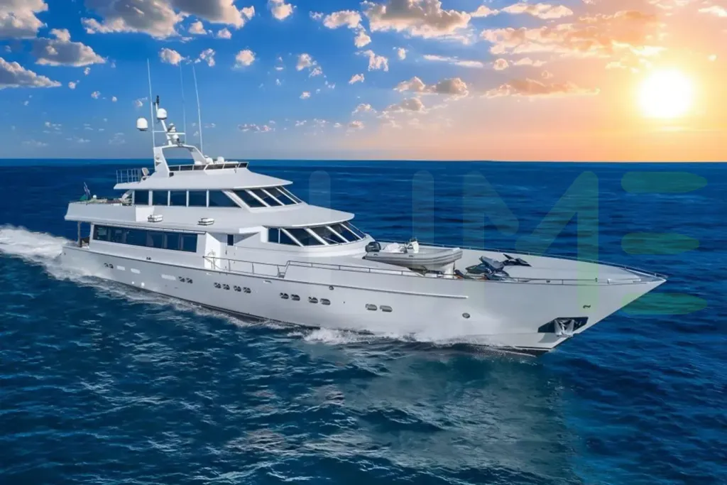 White Andiamo yacht for sale and price, showing the details and features of the interior and exterior available for purchase from LIME Yachts and Brokerage located in Fort Lauderdale Florida.