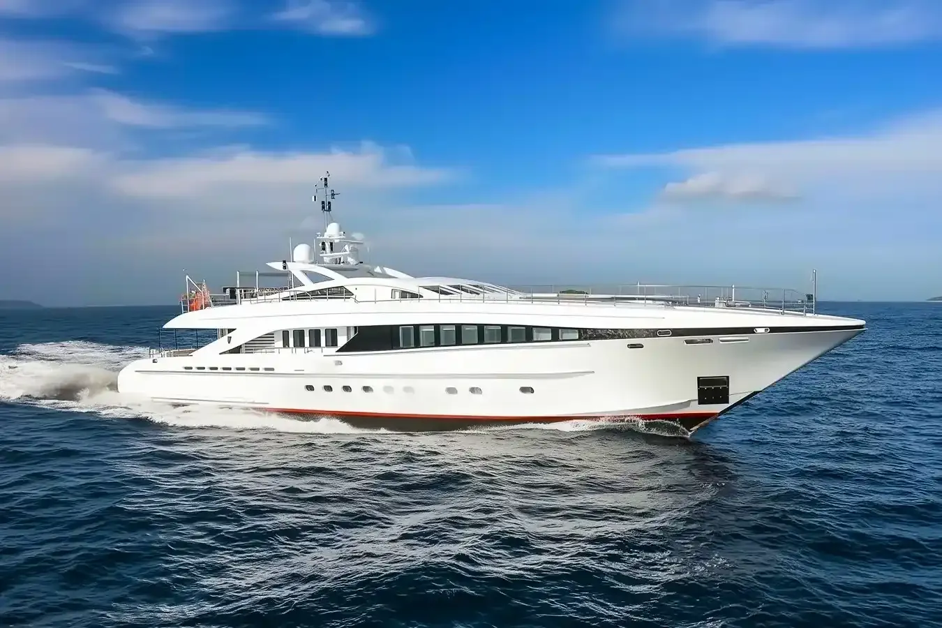 Angkalia yacht, a 122 ft Heesen luxury superyacht underway, 37.3 meters, built in 2007, 2018.