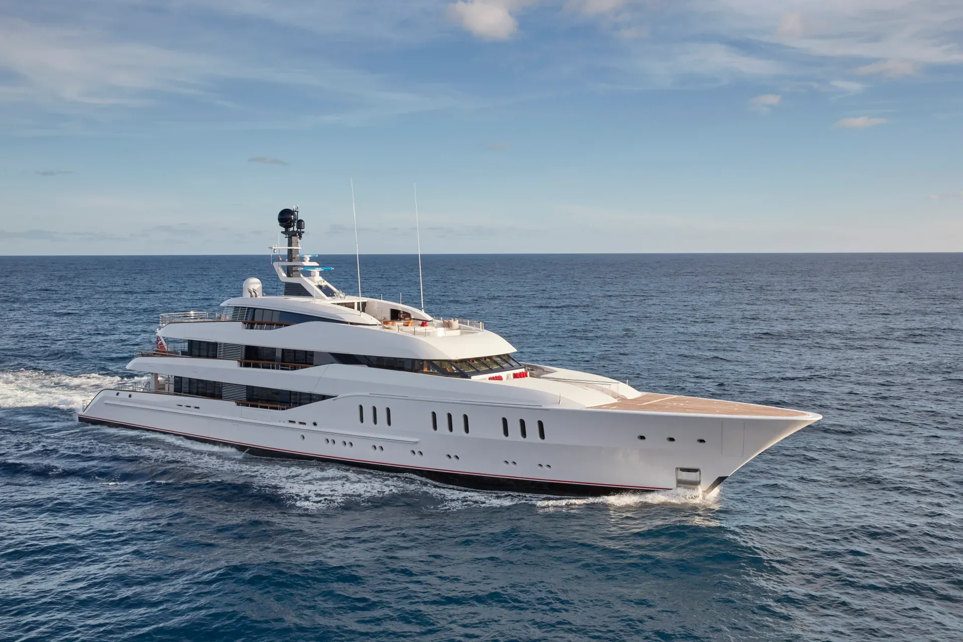 Anshin yacht, a 217 ft Feadship luxury superyacht underway, 66.25 meters, built in 2016.