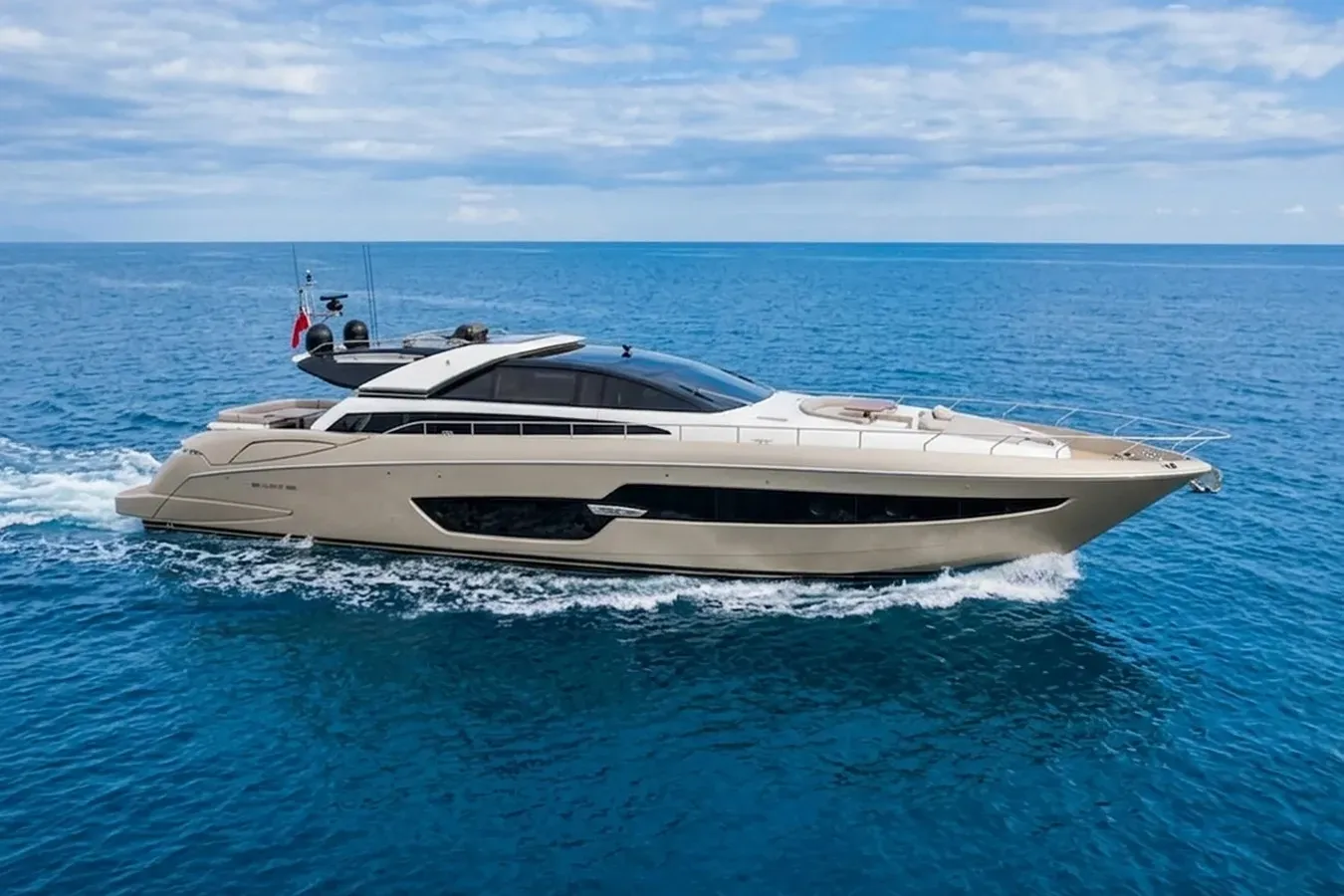 Antipode II yacht, a 88 ft Riva luxury superyacht underway, 26.84 meters, built in 2016.