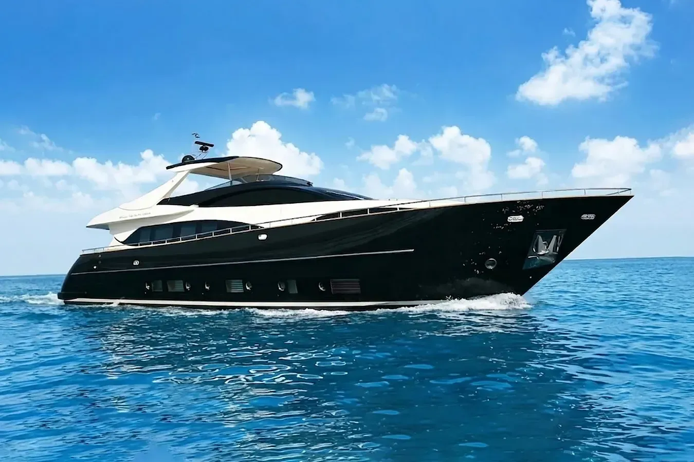 Anything Goes IV yacht, a 92 ft Riva luxury superyacht underway, 28.23 meters, built in 2009.