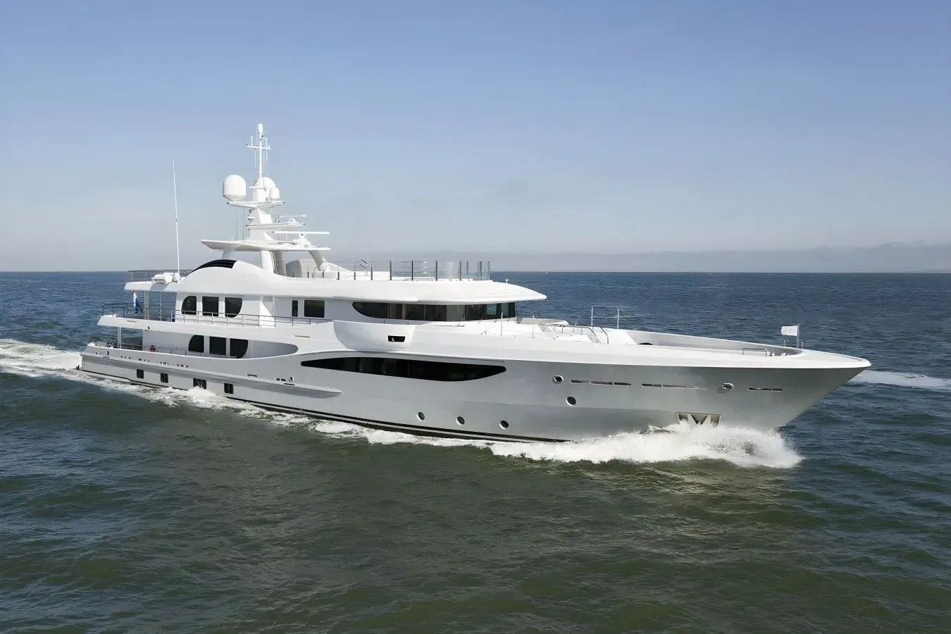 Apollo yacht, a 178 ft Amels luxury superyacht underway, 54.3 meters, built in 2013.
