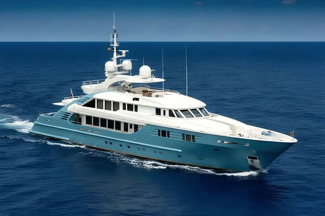 Aquamarina yacht, a 155 ft ISA luxury superyacht underway, 47.5 meters, built in 2007, 2022.