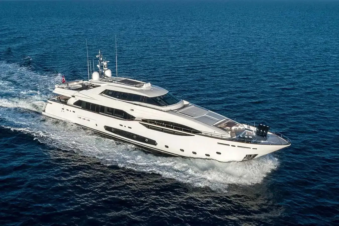 Argento yacht, a 124 ft Custom Line luxury superyacht underway, 37.8 meters, built in 2013.