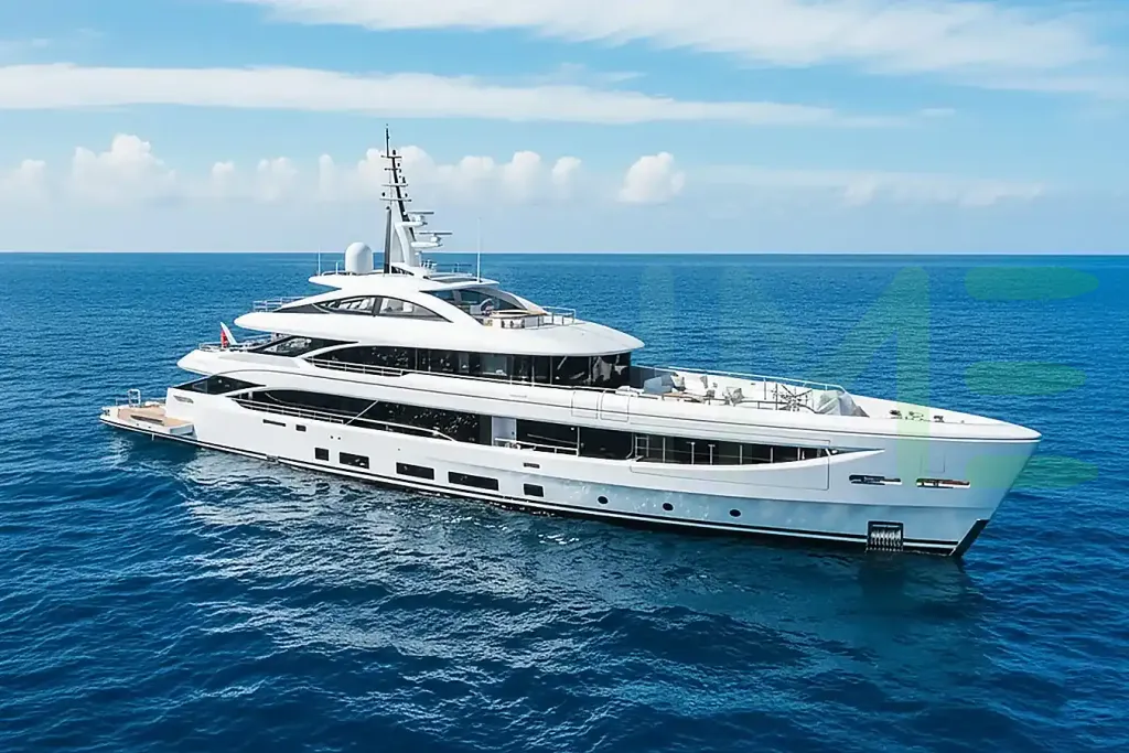 White Asani yacht for sale and price, showing the details and features of the interior and exterior available for purchase from LIME Yachts and Brokerage located in Fort Lauderdale Florida.