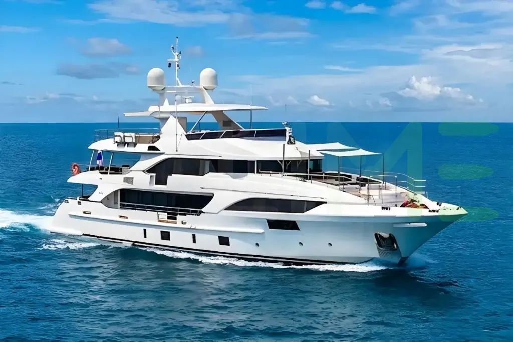 White Asia Poseidon  yacht for sale and price, showing the details and features of the interior and exterior available for purchase from LIME Yachts and Brokerage located in Fort Lauderdale Florida.