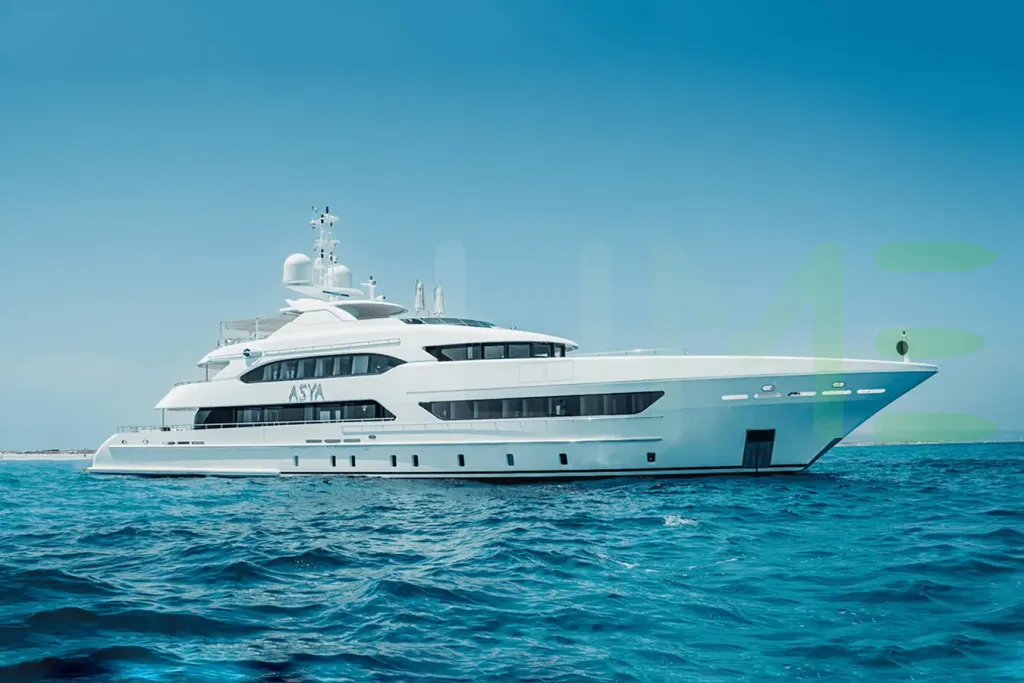 White Asya yacht for sale and price, showing the details and features of the interior and exterior available for purchase from LIME Yachts and Brokerage located in Fort Lauderdale Florida.
