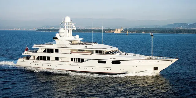 Athina III yacht, a 198 ft Feadship luxury superyacht underway, 60.6 meters, built in 1996, 2011.